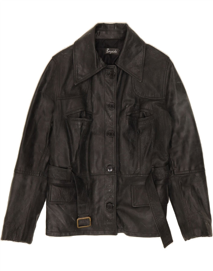 BAYSIDE Womens Leather Jacket UK 14 Medium Black Leather Vintage Bayside and Second-Hand Bayside from Messina Hembry 
