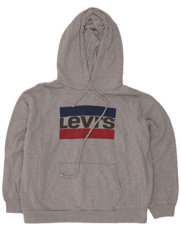 Levi's Graphic Oversized Hoodie Jumper UK 14 Large Grå Flecked