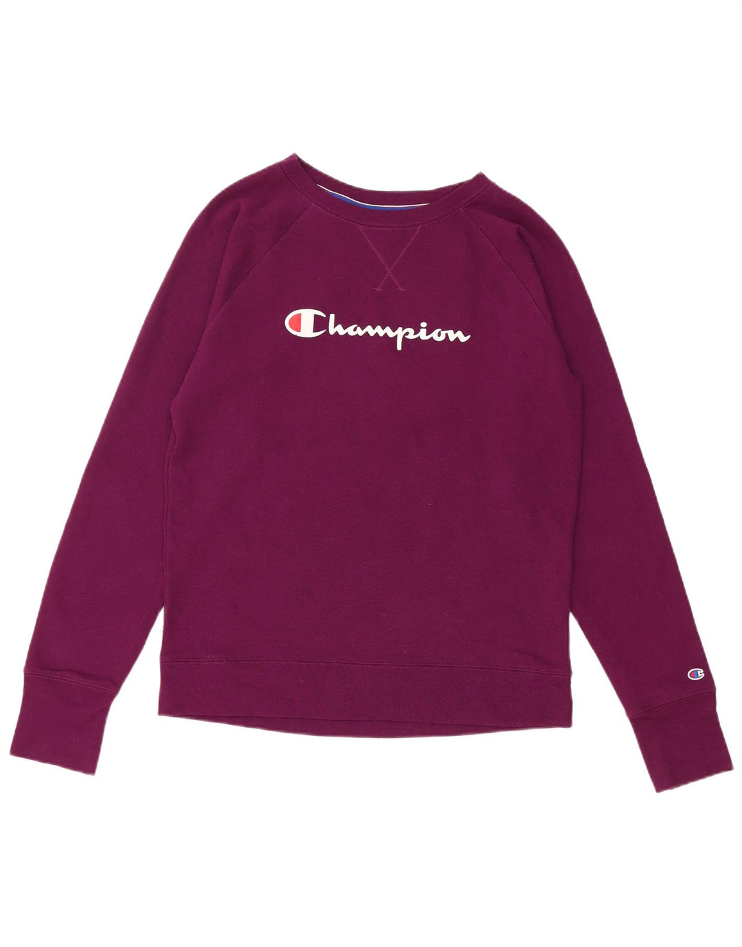 Champion Womens Graphic Sweatshirt Jumper UK 14 Medium Maroon
