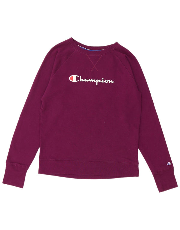 Champion Womens Graphic Sweatshirt Jumper UK 14 Medium Maroon