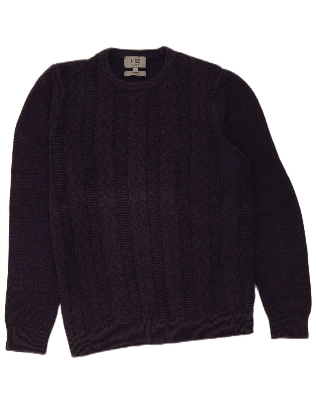 MARKS & SPENCER Mens Crew Neck Jumper Sweater Medium Purple Cotton