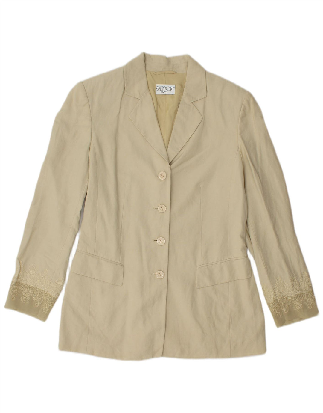 CARTOON Womens 4 Button Blazer Jacket EU 36 Small Green Linen