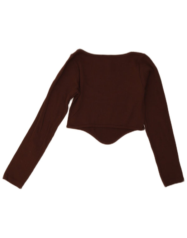 Top corto da donna Zara a maniche lunghe UK 4 XS Borgogna