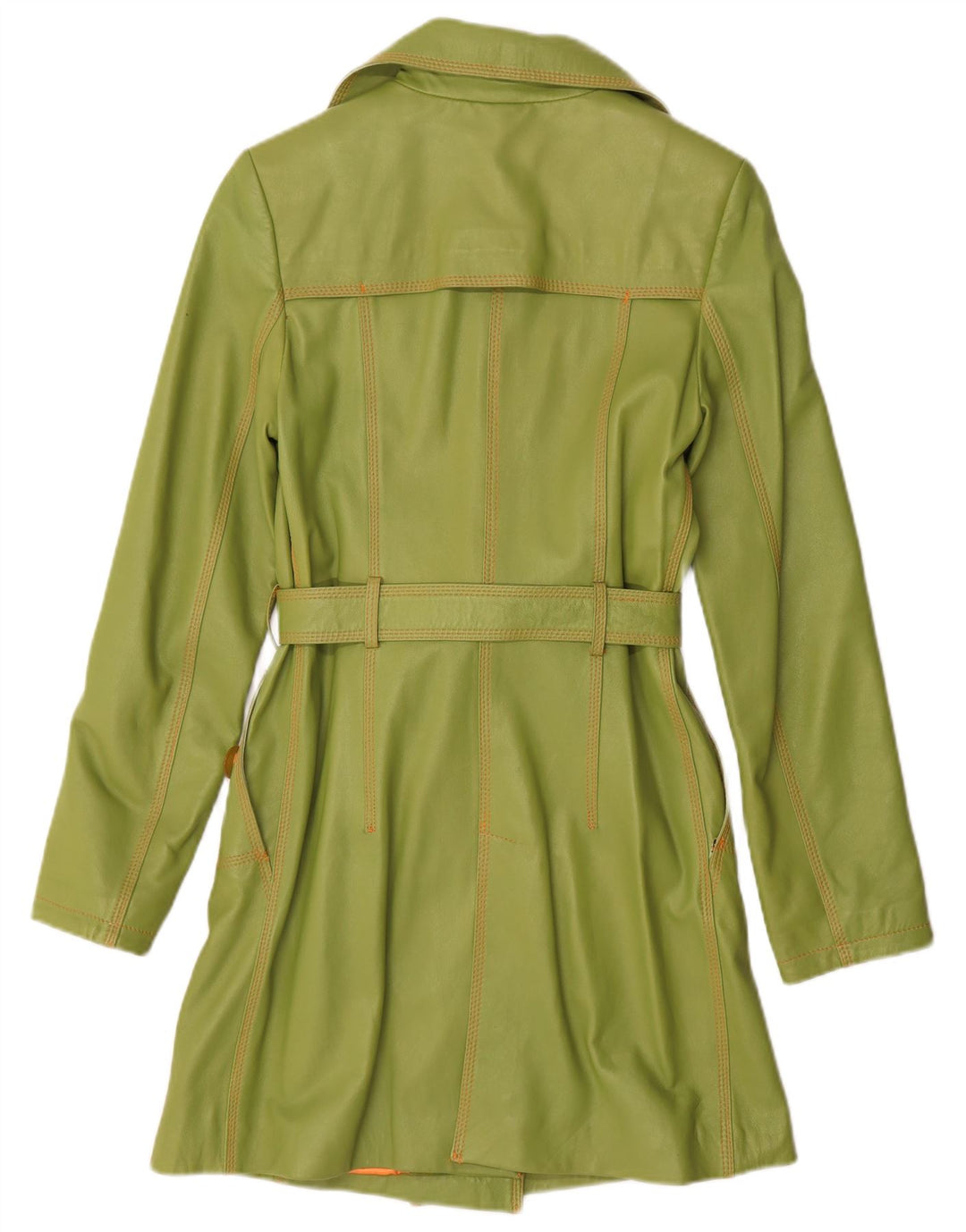 Cappotto in pelle doppio petto da donna di Benny UK 12 Pelle verde medio