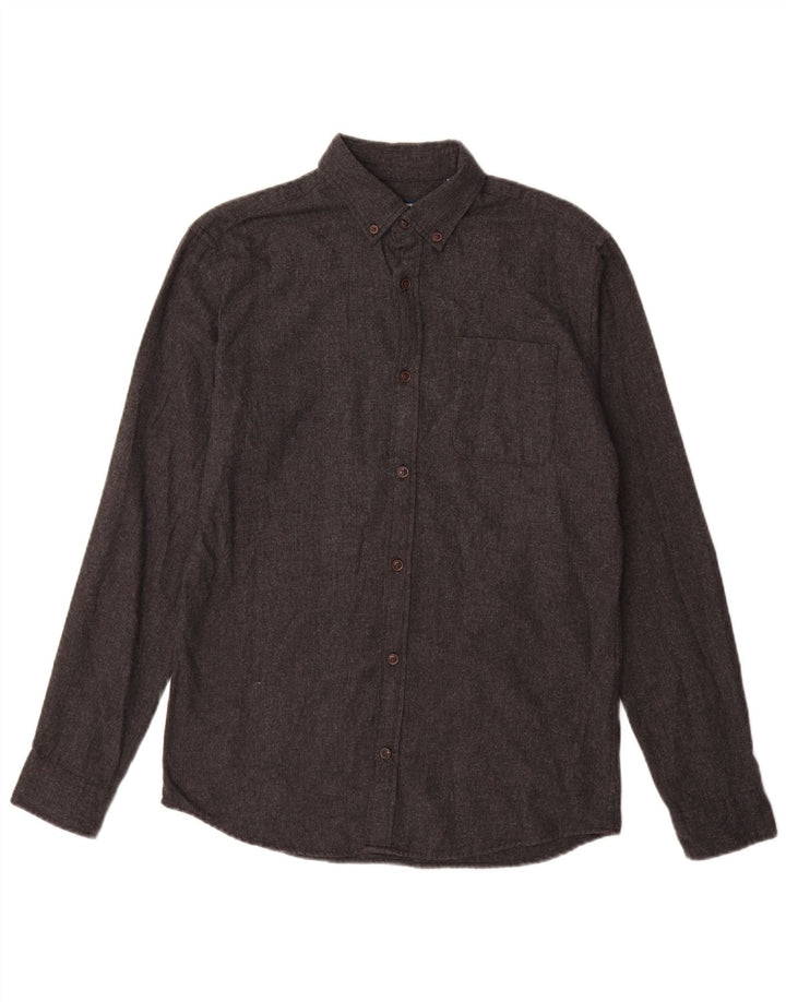 JACK & JONES Mens Flannel Shirt Medium Grey Cotton