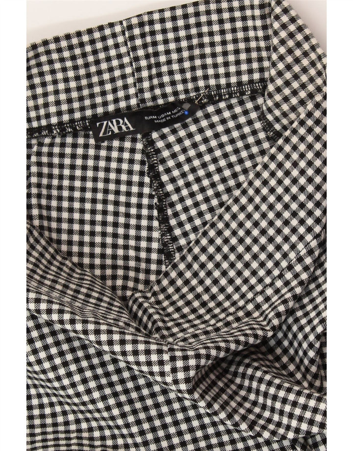 ZARA Womens Bootcut Chino Trousers Medium W28 L26 Black Gingham