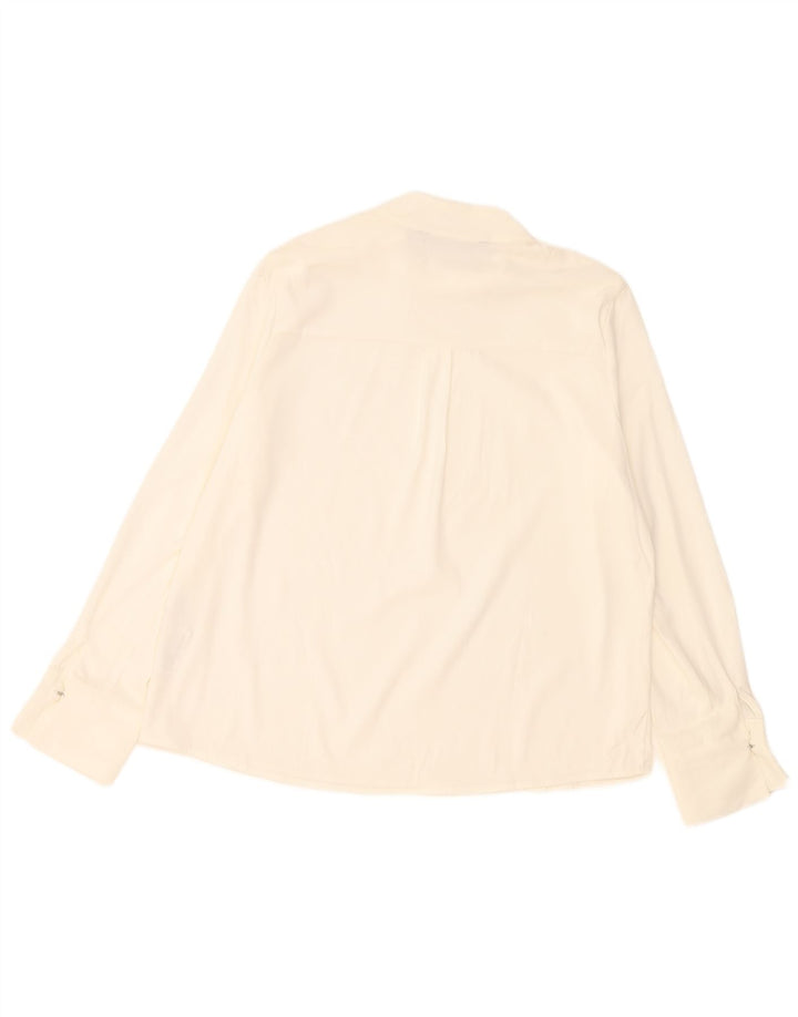 Zara Damen-Blusenoberteil, langärmelig, normal, UK-Größe 44, Größe L, Weiß, Polyester