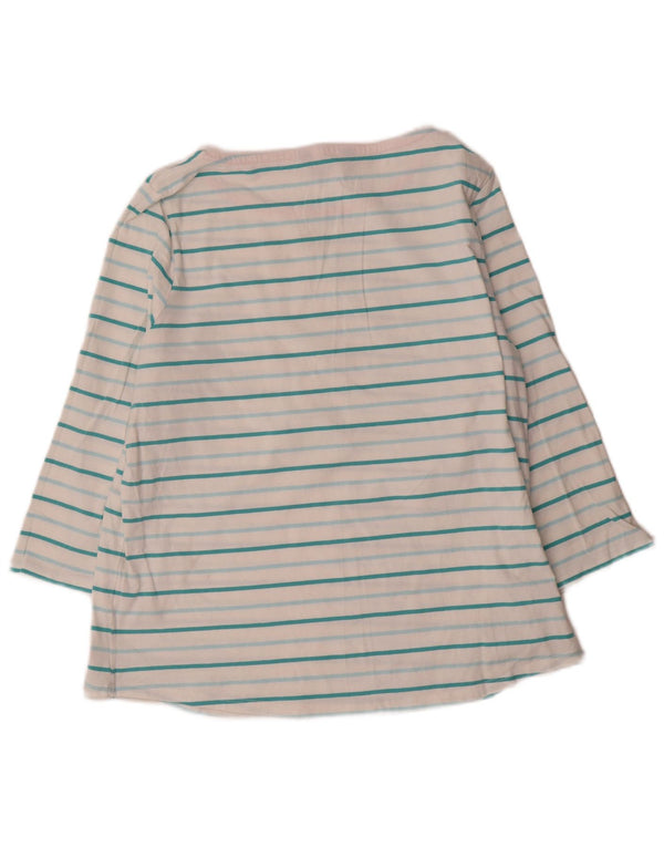 Crew Clothing Womens Top 3/4 Sleeve UK 16 Large White Striped Cotton