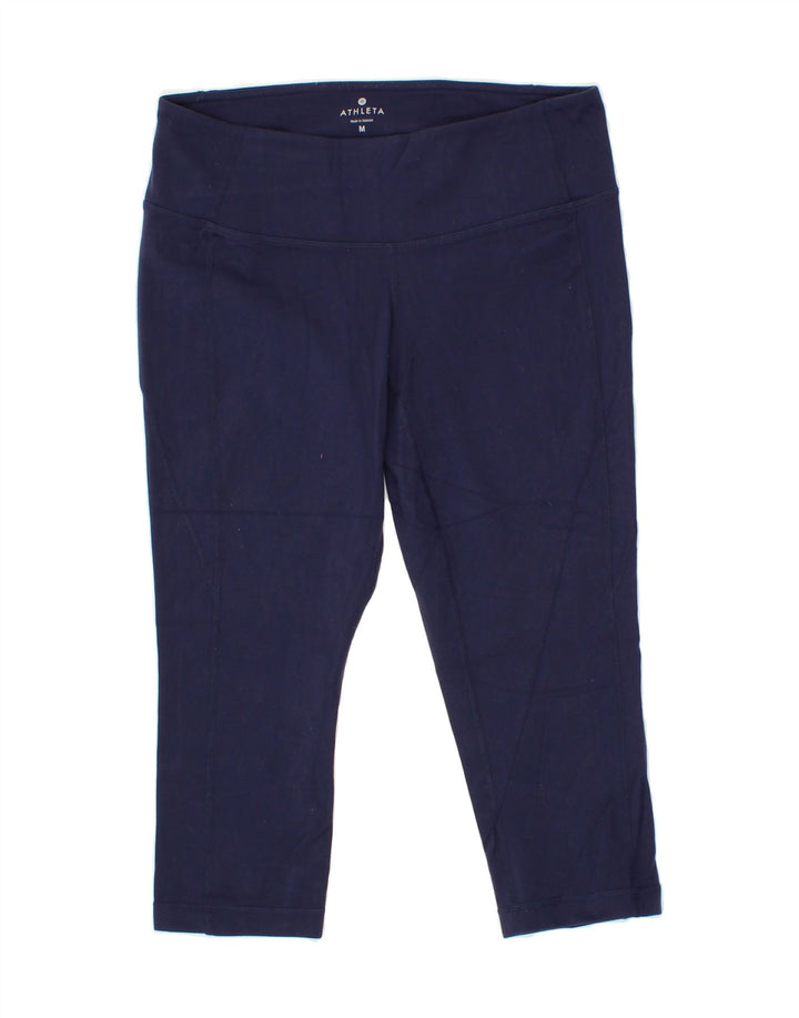 ATHLETA Womens Capri Leggings UK 12 Medium Navy Blue Nylon Vintage Athleta and Second-Hand Athleta from Messina Hembry 