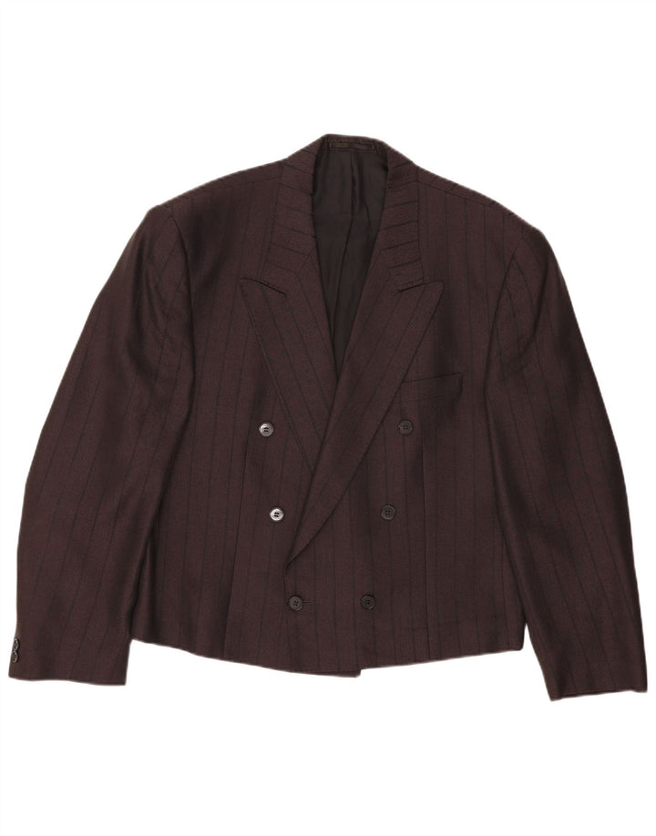 Ferkinghoff Womens Double Breasted Blazer Jacket UK 20 2XL Grey Pinstripe