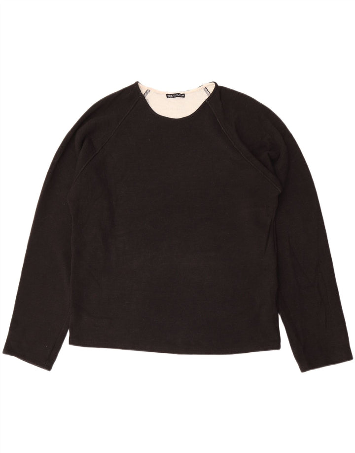 Zara Womens Oversized Sweatshirt Jumper UK 16 Large Black Polyester