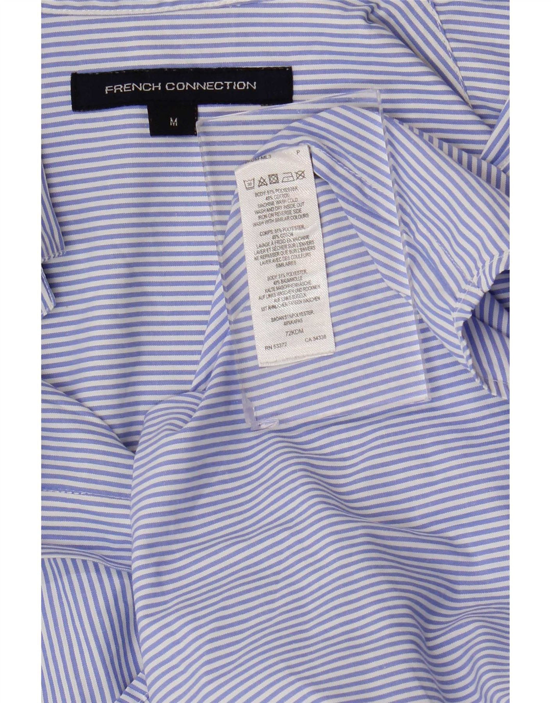 French Connection Dame Pullover Shirt UK 14 Medium Blue Pinstripe