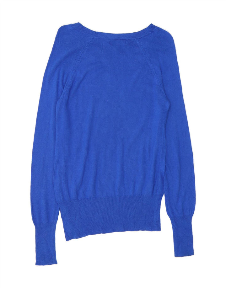 MOSSIMO Womens Boat Neck Jumper Sweater UK 10 Small Blue Nylon Vintage Mossimo and Second-Hand Mossimo from Messina Hembry 