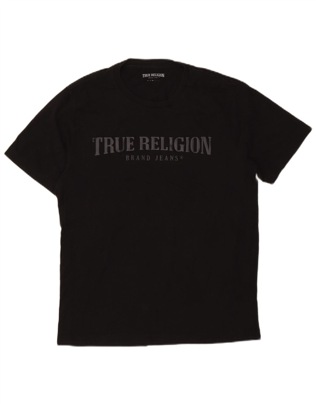 True Religion Mens Graphic T-Shirt Top Medium Black Cotton