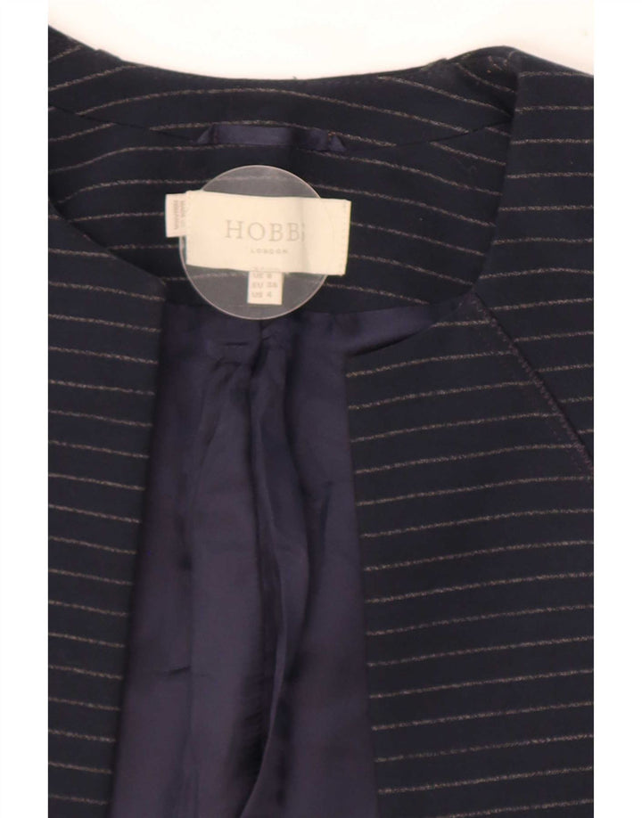 Giacca blazer aperta da donna Hobbs UK 8 piccola poliestere gessato blu navy