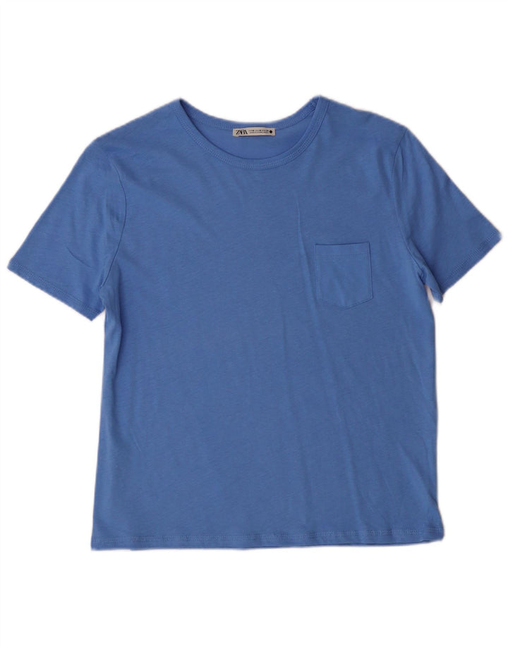 ZARA Womens T-Shirt Top UK 12 Medium Blue