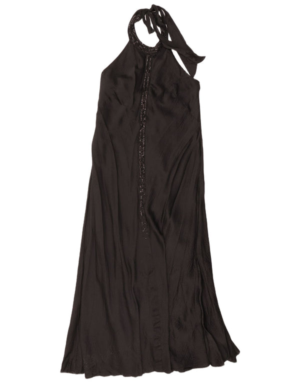 Monsoon Maxi-Neckholder-Kleid für Damen, UK 46, Größe L, schwarze Seide