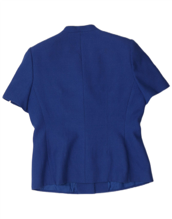 Giacca blazer da donna a maniche corte a 4 bottoni Kasper UK 14 grande blu