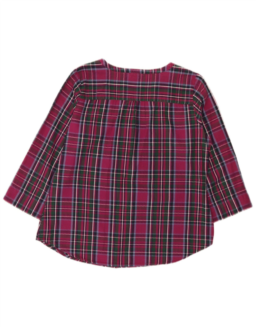 Camicia pullover con maniche a 3/4 da donna Fat Face UK 14 Cotone a quadri marrone medio