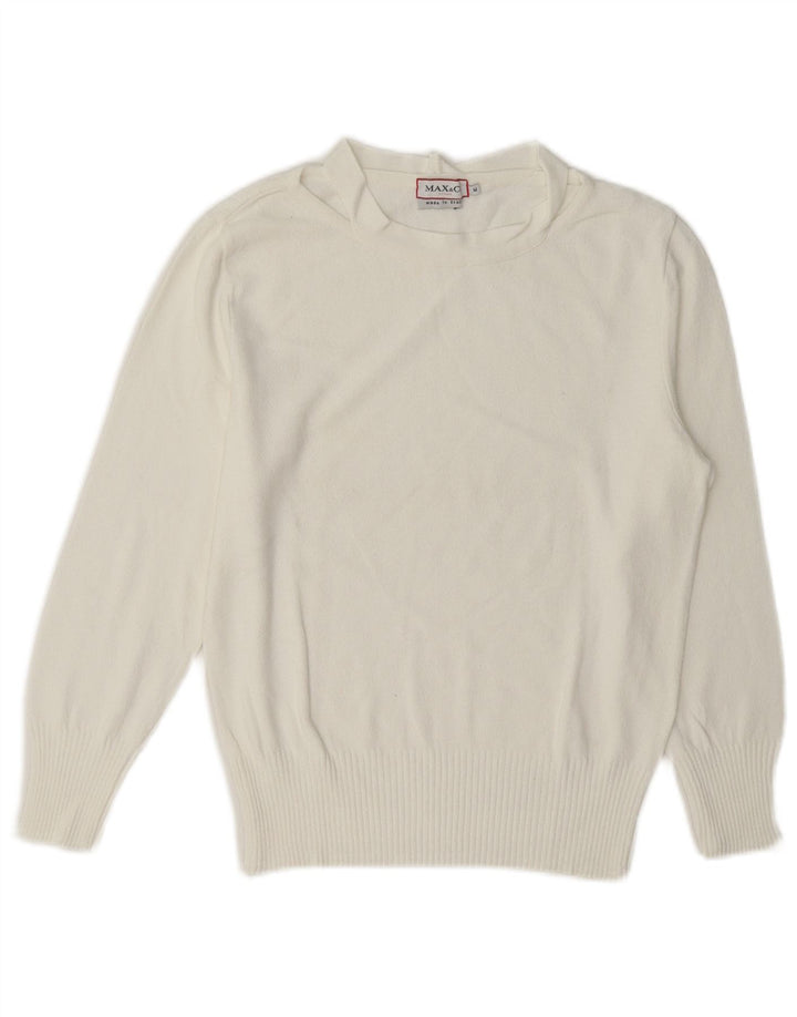 Max & Co. Damen-Pullover mit U-Boot-Ausschnitt, UK 12, Mittelweiß