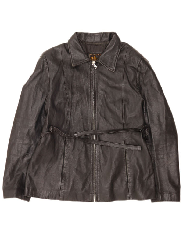 Pellicceria Veste en cuir pour femme UK 14 Medium Noir