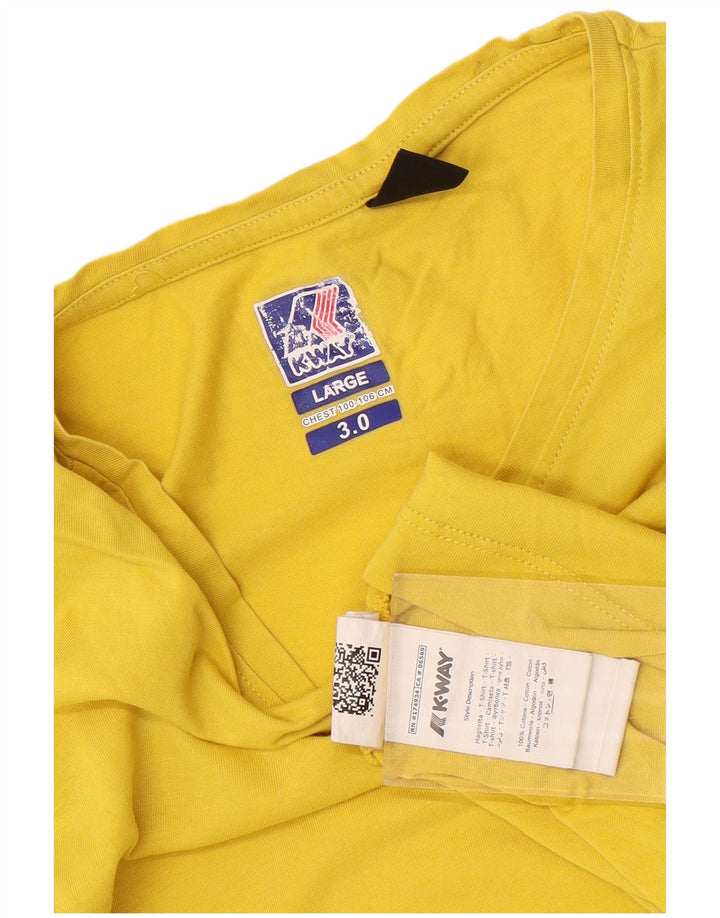 K-Way Mens T-Shirt Top Large Yellow Cotton