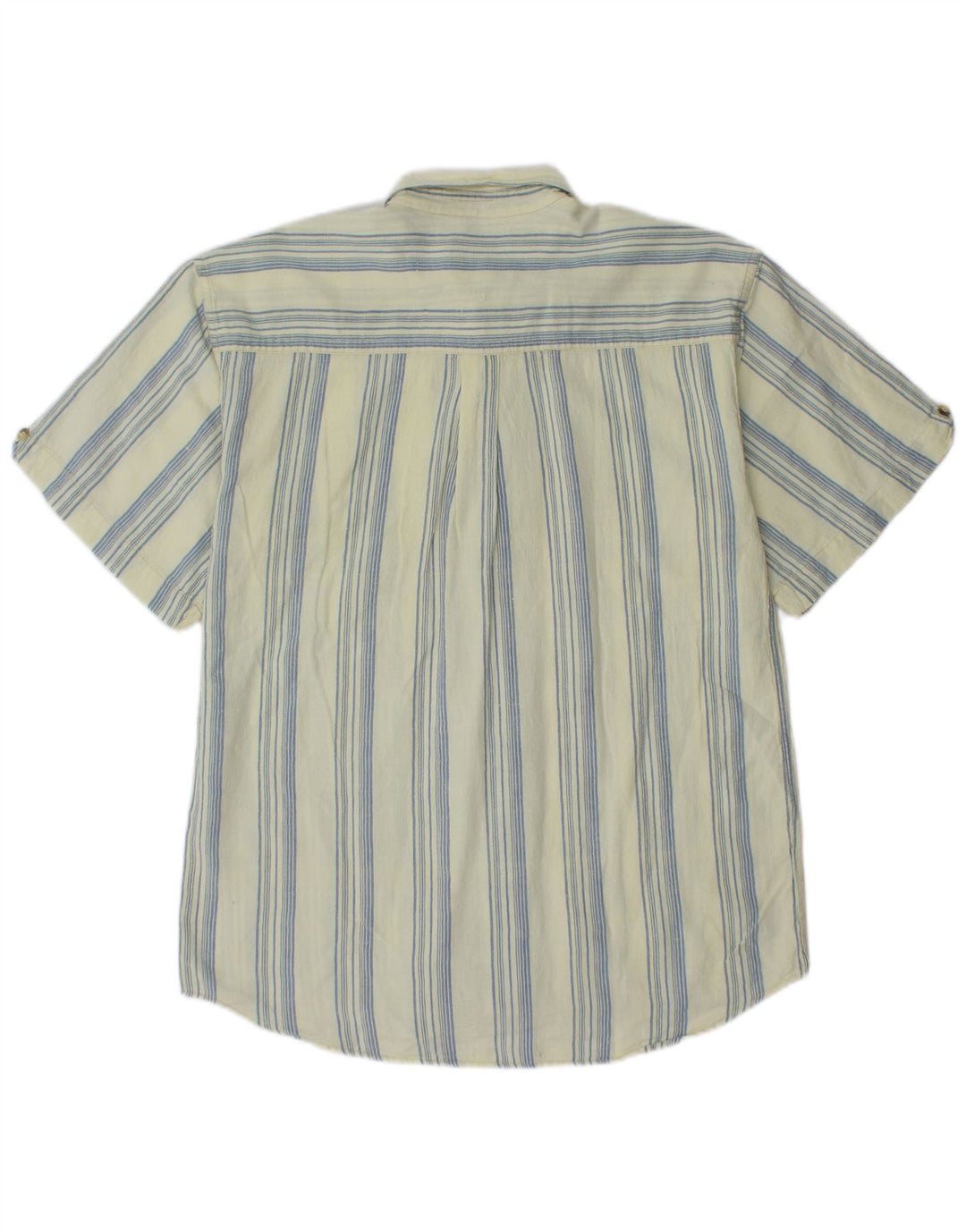 VINTAGE Mens Short Sleeve Shirt Large Blue Striped