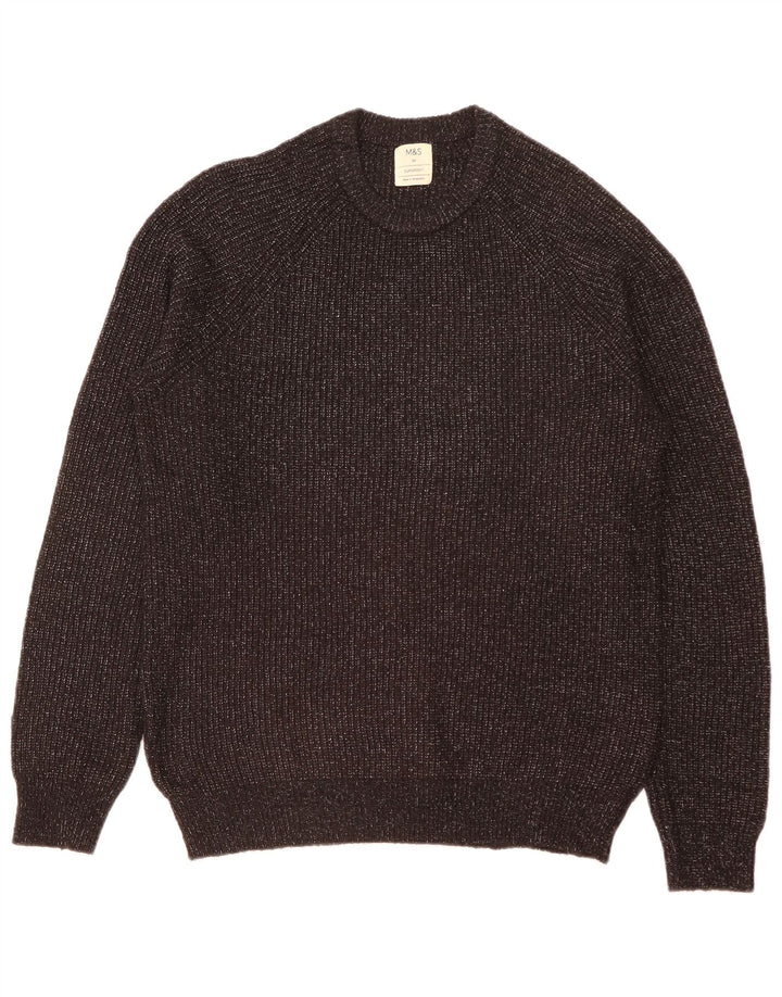 Maglione maglione girocollo da uomo Marks & Spencer medio nero screziato