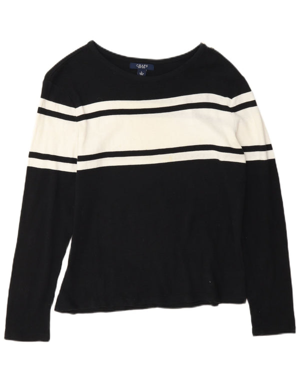 Chaps Dame Top Langærmet UK 14 Large Navy Blue Colourblock Bomuld