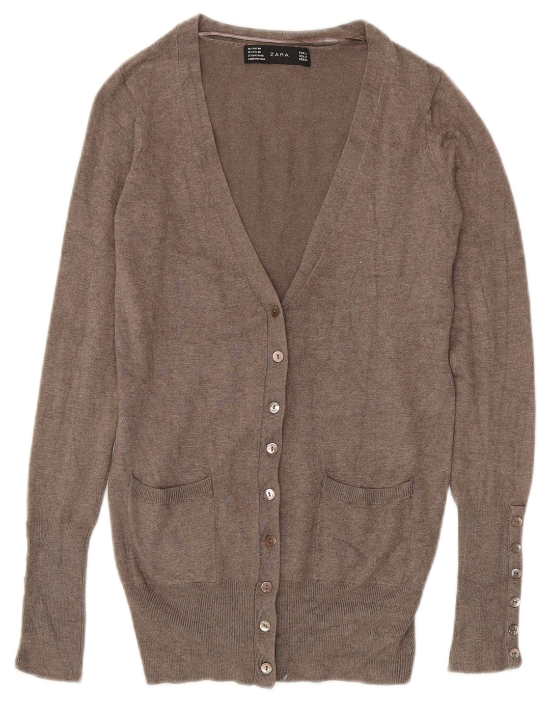ZARA Womens Cardigan Sweater UK 10 Small Grey Rayon
