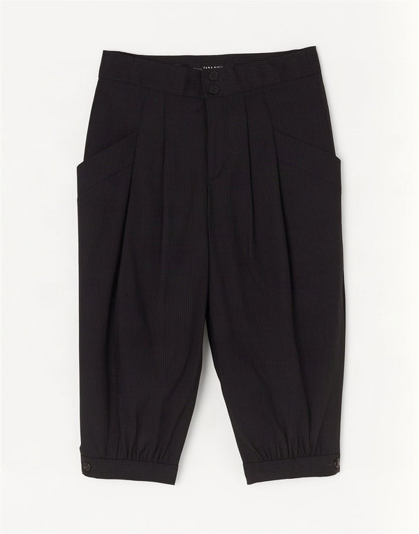 Zara Damen Capri-Hose mit Pegged, Größe S, W26, L18, Schwarz, Nadelstreifen