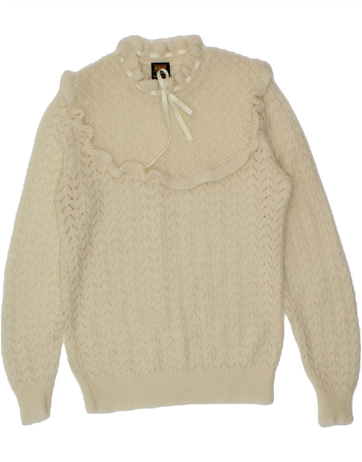 BHS Womens See Through Crew Neck Jumper Sweater UK 12 Medium  Off White Vintage Bhs and Second-Hand Bhs from Messina Hembry 