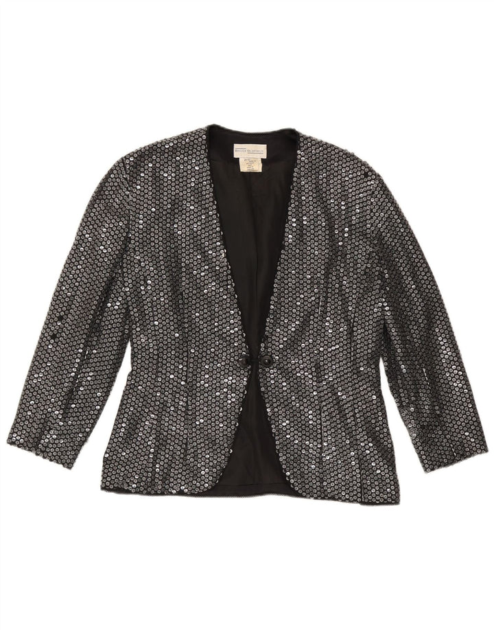 Jaqueta Blazer Feminina Bruce Oldfield Reino Unido 12 Médio Prata