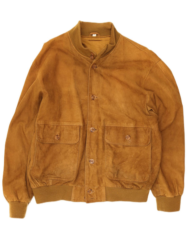 Zarro Mens Suede Bomber Jacket UK 44 2XL Beige Leather