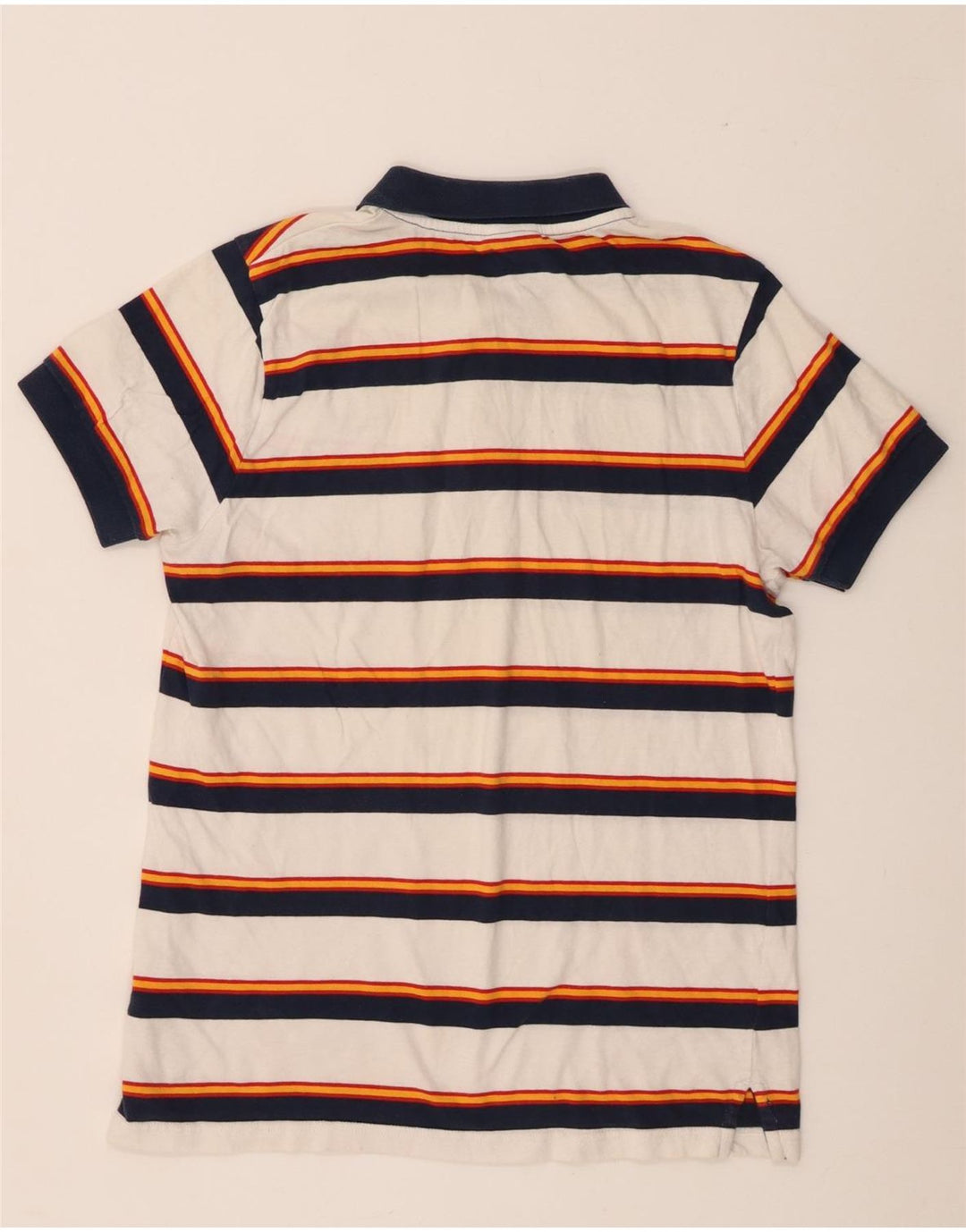Ellesse Mens Polo Shirt Small White Striped Cotton