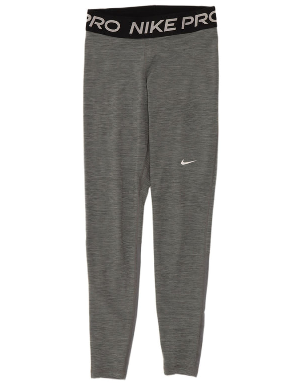 Nike Womens Dri Fit Graphic Leggings UK 10 Small Grey Colourblock