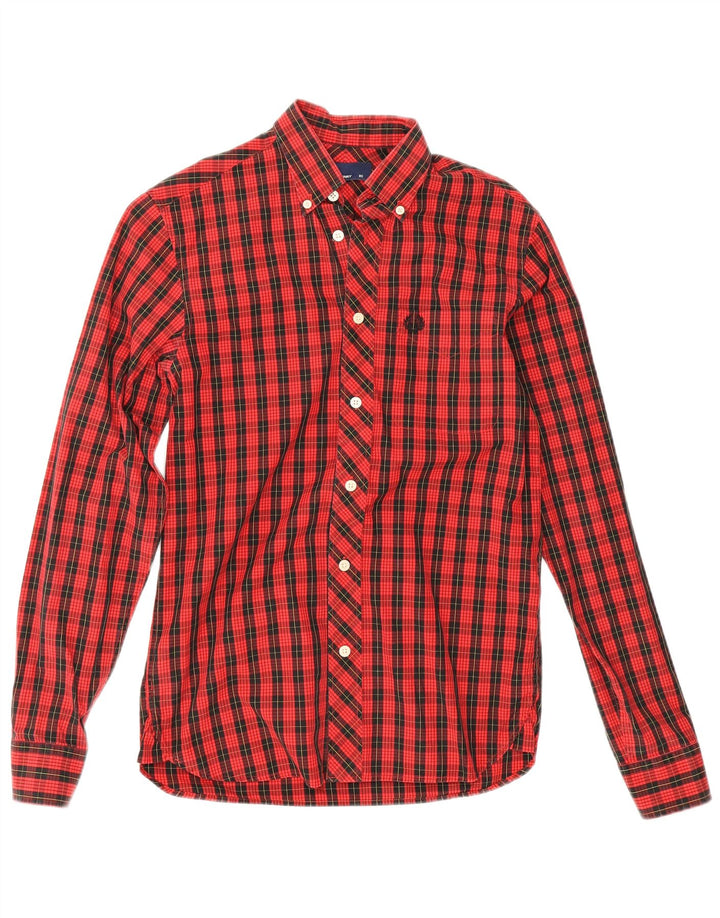 Fred Perry Mens Shirt XS Red Check Cotton
