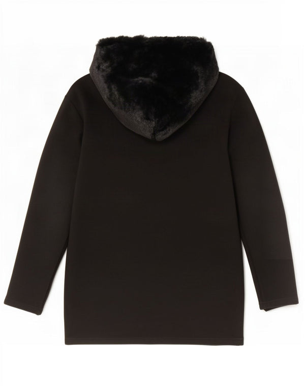 Zara Pull à capuche surdimensionné avec col zippé pour femme UK 10 Petit Noir Polyester