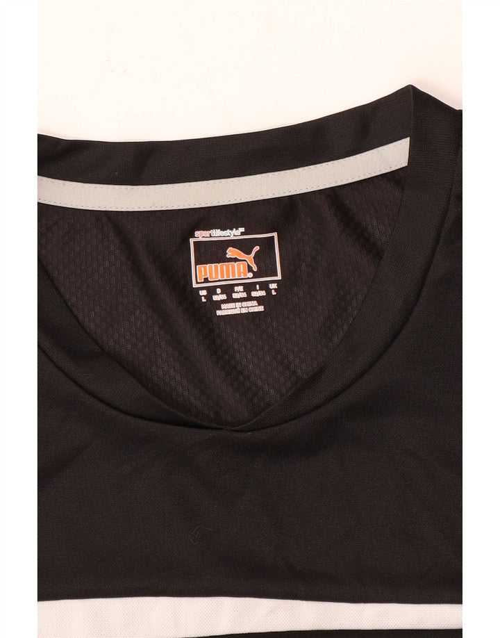 Puma Mens T-Shirt Top Large Black Colourblock