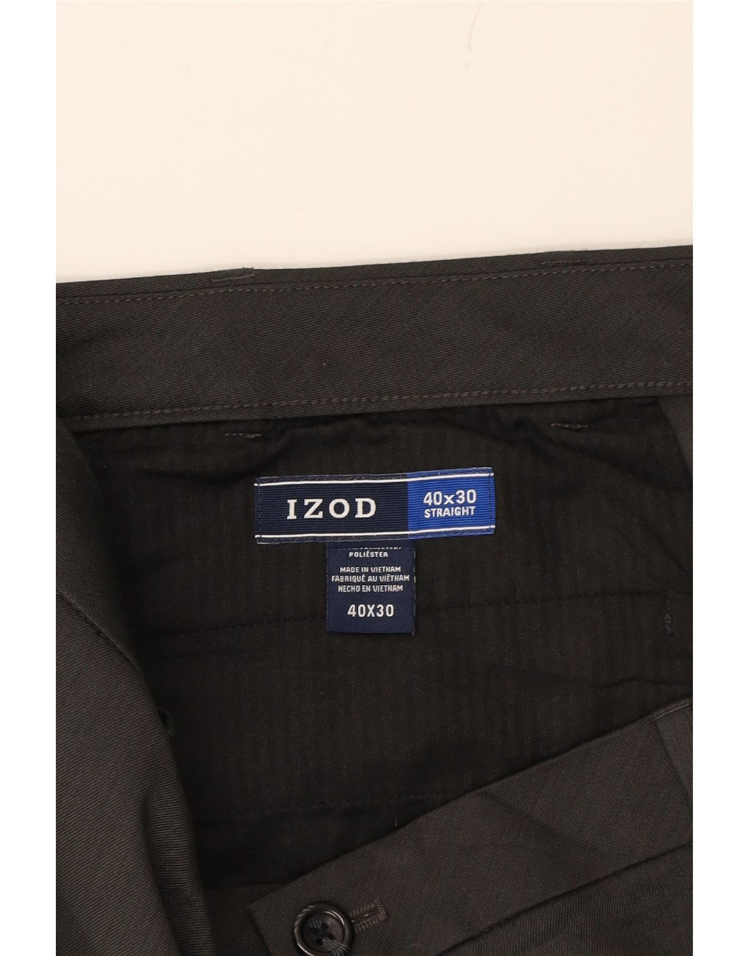 IZOD Mens Straight Chino Trousers W40 L30 Grey Polyester Vintage Izod and Second-Hand Izod from Messina Hembry 
