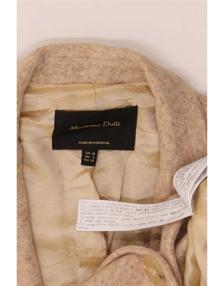 Massimo Dutti Damen-Strickblazer mit 1 Knopf, EU 38, klein, beige meliert
