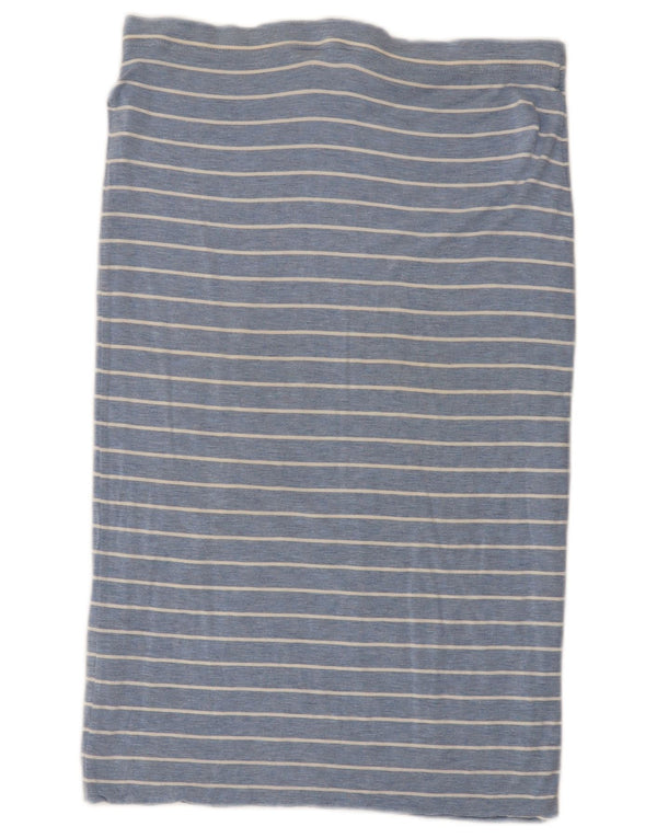 Joules Womens Straight Skirt UK 12 Medium W32 Blue Striped Viscose