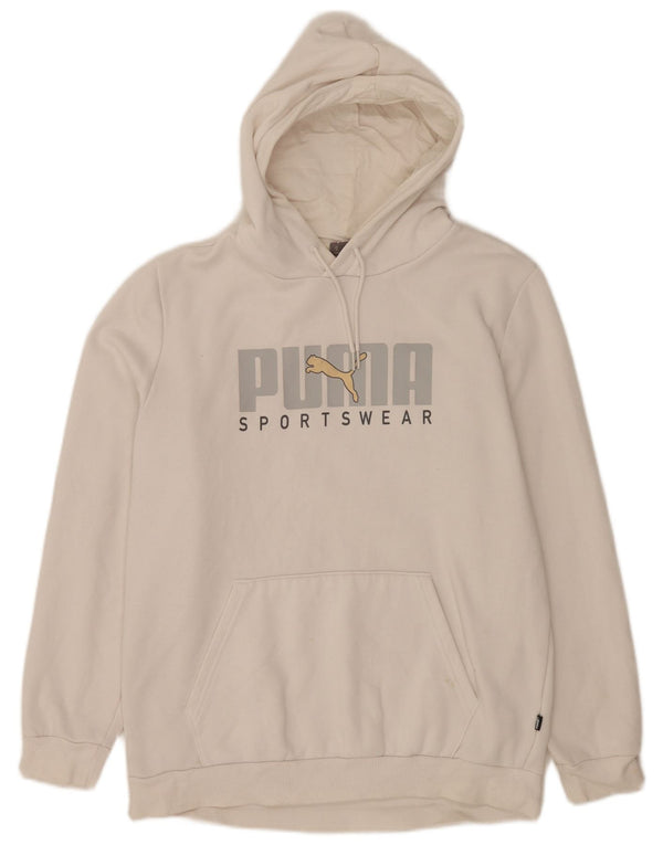 Puma Mens Graphic Hoodie Jumper Medium White Cotton Sports