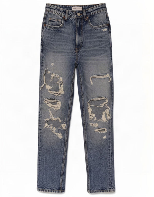 Женские узкие джинсы с высокой талией Zara EU 32 2XS W22 L27, синий хлопок