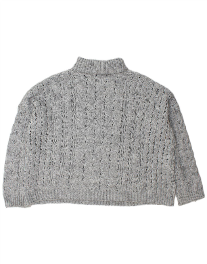 Zara Womens Oversized Roll Neck Jumper Sweater UK 14 Medium Grey Acrylic
