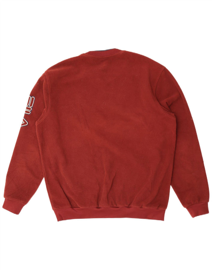 Męski sweter polarowy Fila z grafiką, duży, bordowy, poliester