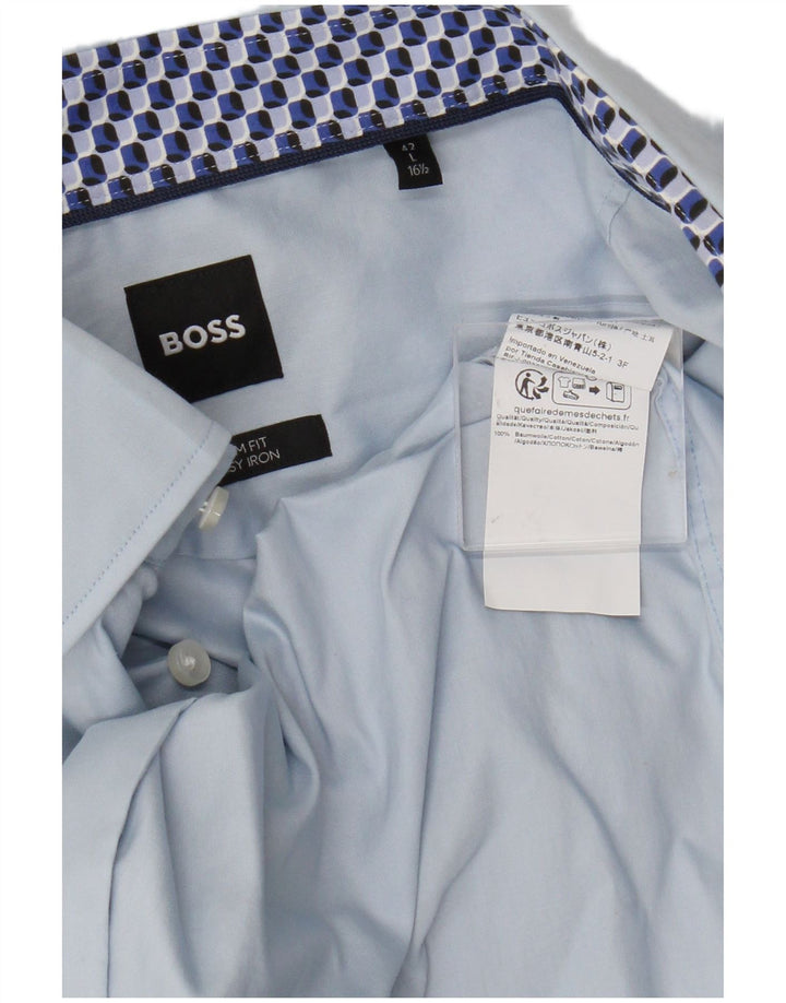 Hugo Boss Mens Slim Fit Shirt Large Blue Cotton