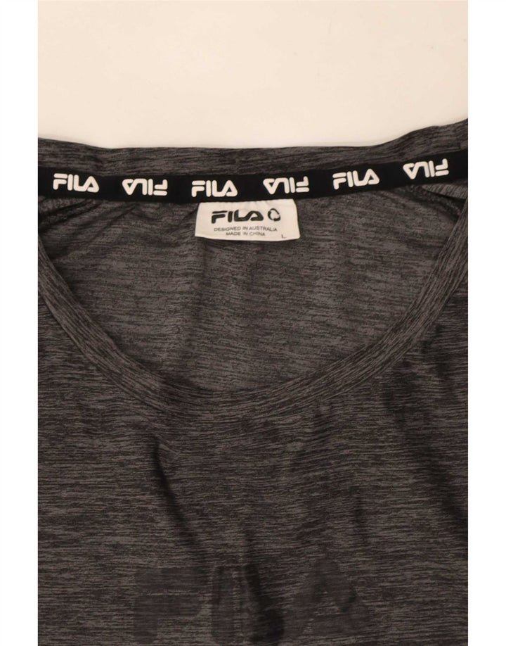 Fila Mens T-Shirt Top Large Grey Flecked Polyester