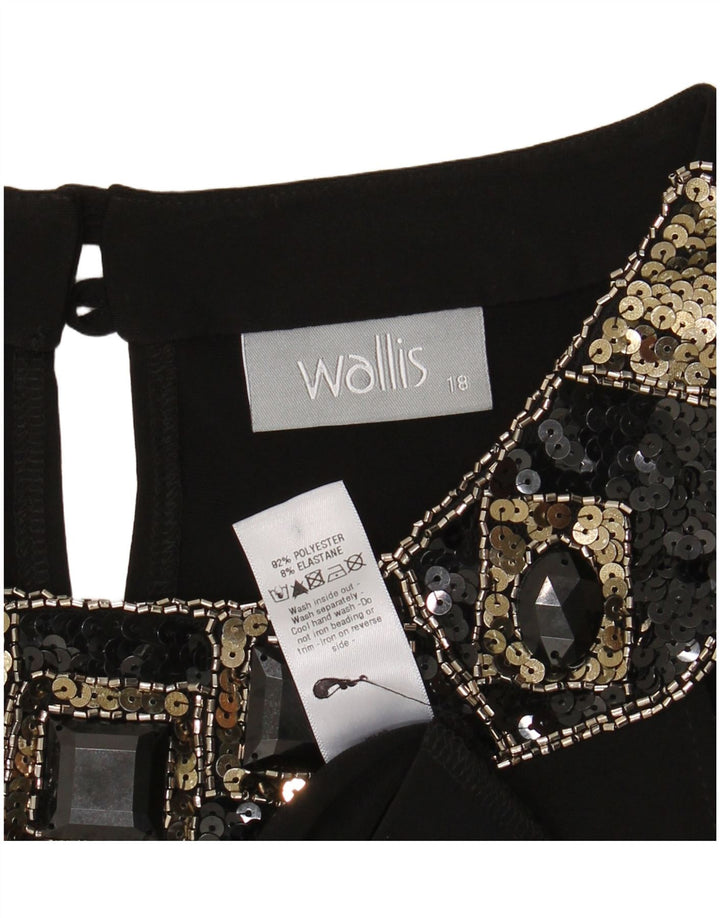 WALLIS Womens Sleeveless Shift Dress UK 18 XL Black Polyester