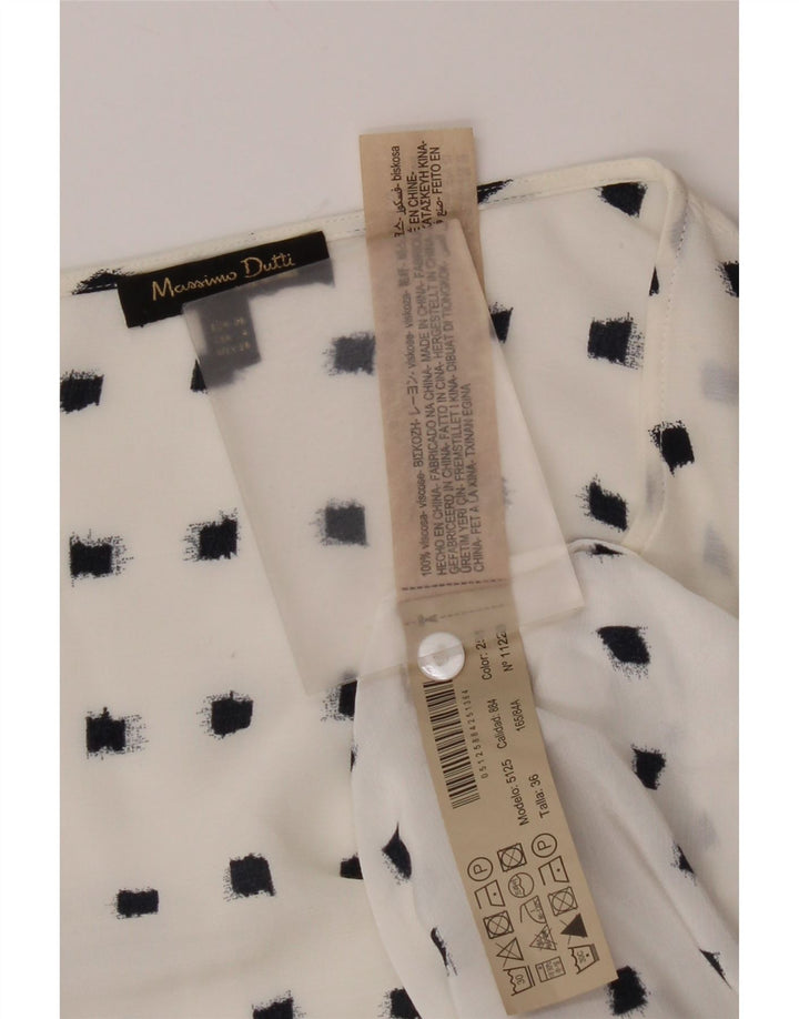 Massimo Dutti Womens Long Sleeve Blouse Top EU 36 XS White Spotted
